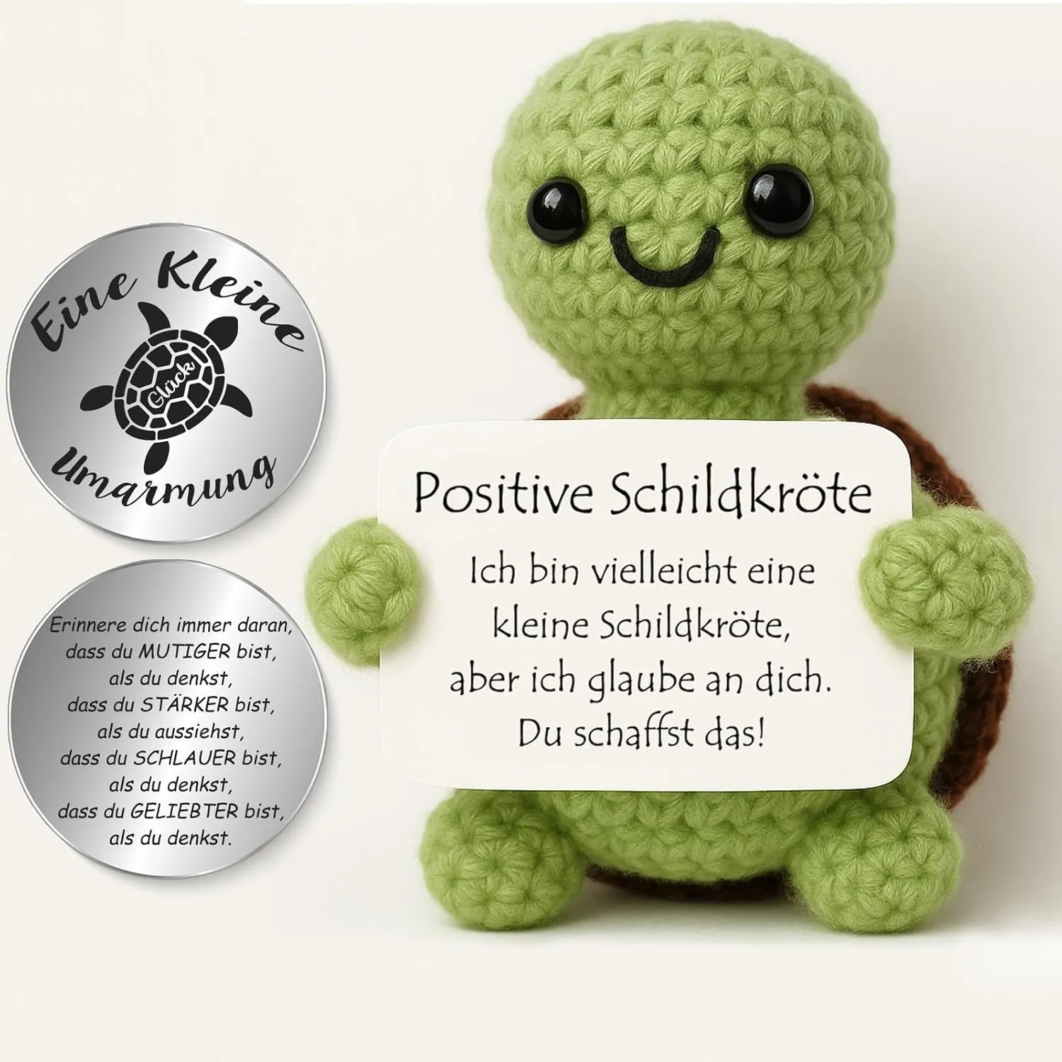 Tixlux Pocket Hug Positive Schildkröte, Strickwolle Schildkröte Figur und Kleine Umarmung Glücksbringer, Geschenke zur …