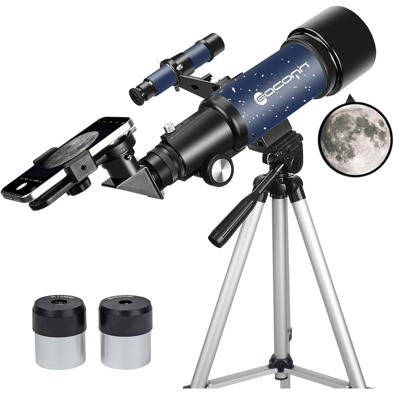 Teleskop für Erwachsene Anfänger, 70mm Aperture 400mm AZ Mount Voll Multi-Coated Optics Refraktor Tragbare Teleskope, R…