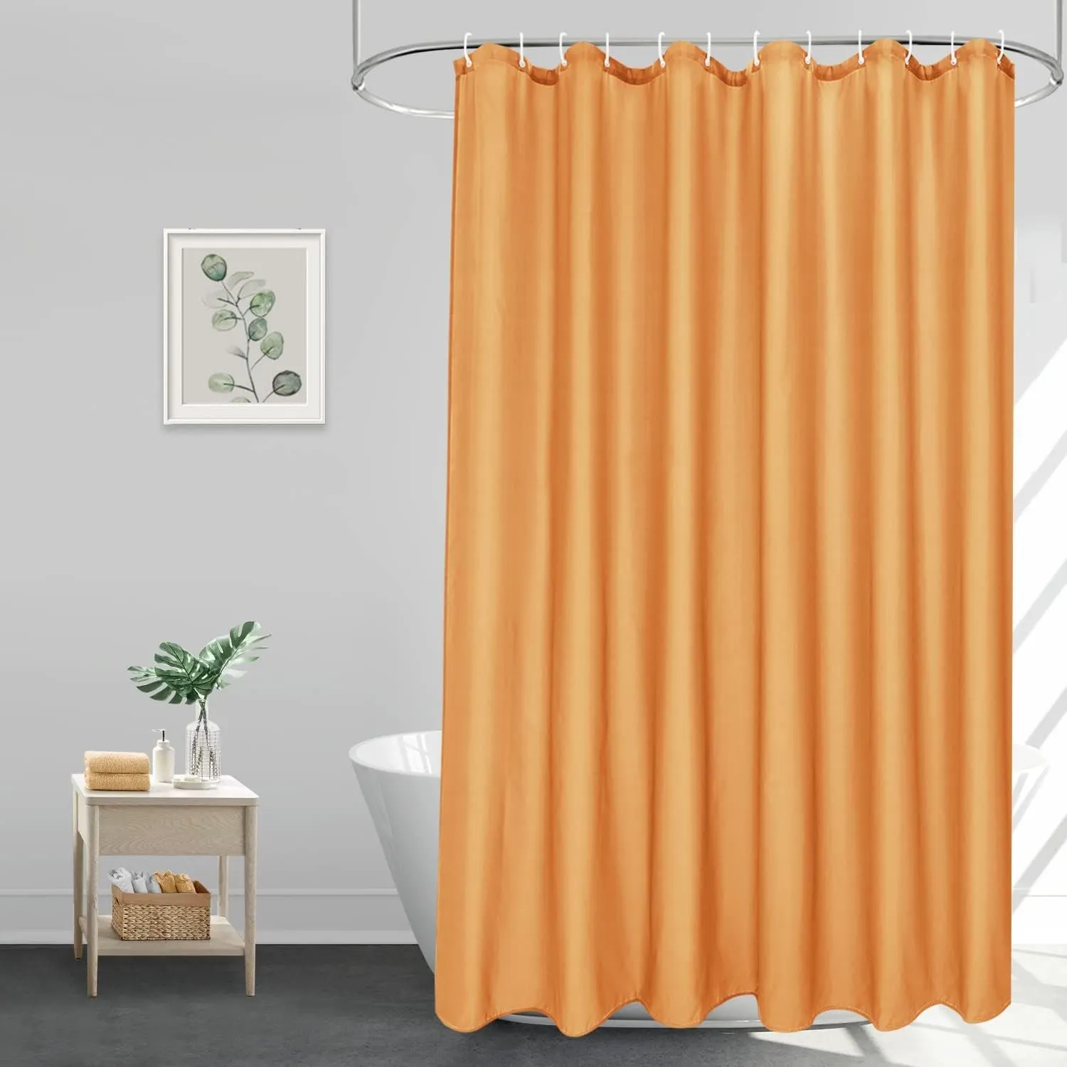EurCross Duschvorhang 220 lang Orange Textil Stoff Waschbar Duschvorhänge, Wasserdicht und Schnell Trocknend, Anti Schi…