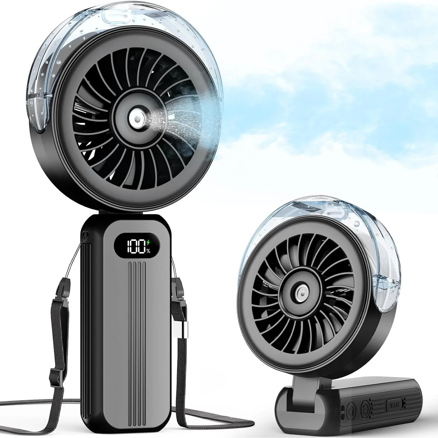 Otlonpe Handventilator Mit Wasserkühlung, 4000mAh Hand Ventilator Akku Aufladbar Mit Wasser, Leistungsstark und Schnell…