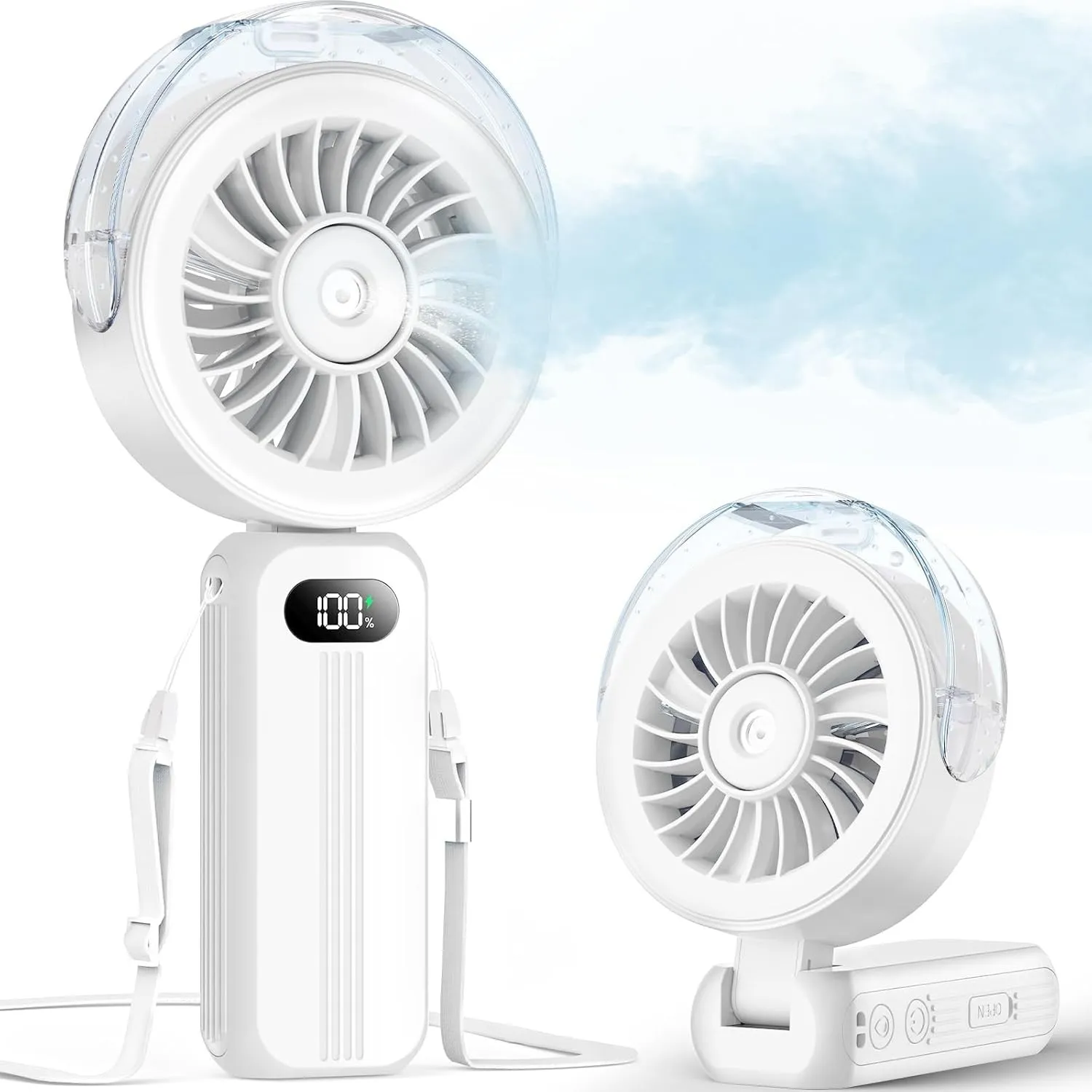Otlonpe Handventilator Mit Wasserkühlung, 4000mAh Hand Ventilator Akku Aufladbar Mit Wasser, Leistungsstark und Schnell…