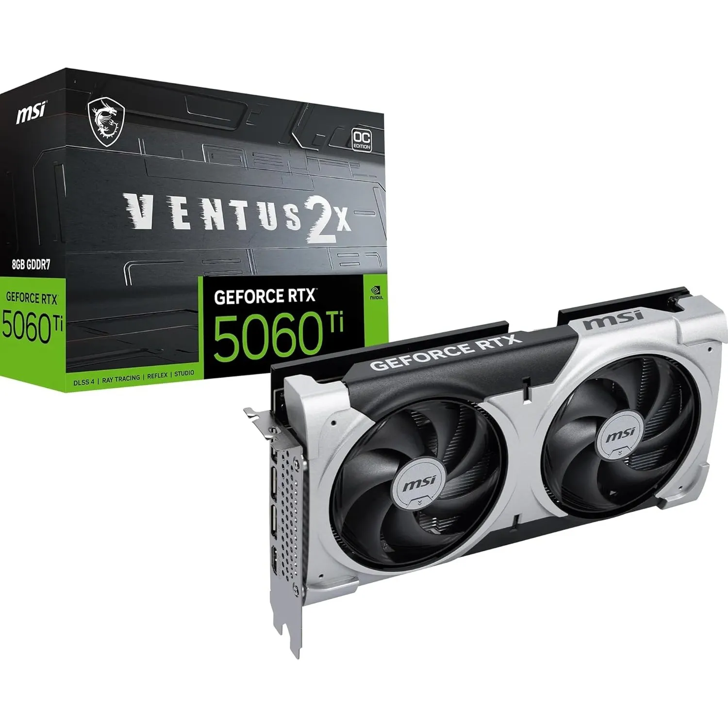MSI GeForce RTX 5060 Ti 8G Ventus 2X OC Plus - 8GB GDDR7 (28Gbps/128-bit), PCIe 5, Boost: 2602 MHz, HDMI 2.1b, DisplayP…