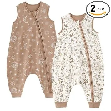 Unnivoll Baby Schlafsack mit Füßen 1,0 Tog Schlafsack Baby Sommer 2er Pack Baumwolle Schlafsack mit Beinen Babyschlafsa…