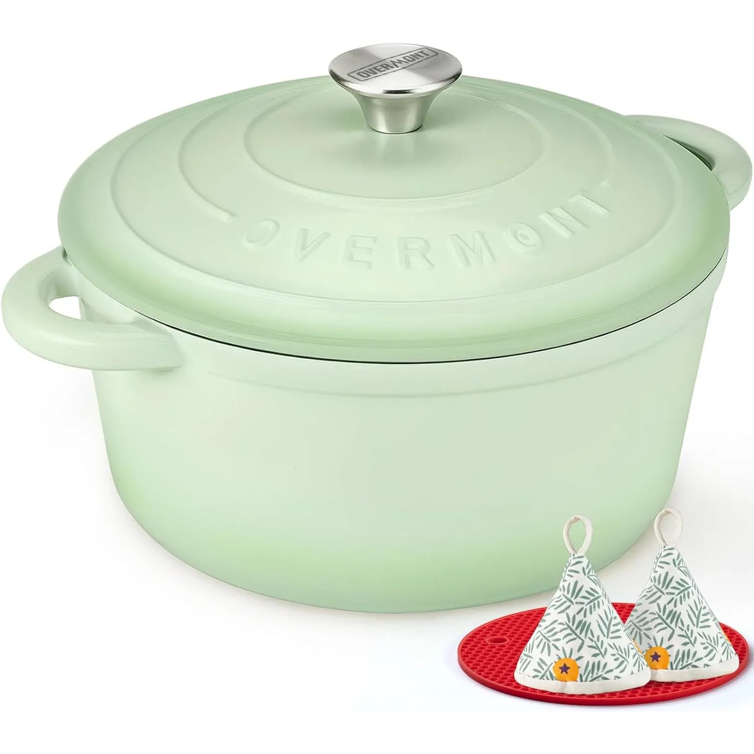 Overmont Bräter Emaille Gusseisen Topf - Schmortopf 26cm backofengeeignet - mit Deckel und Kochbuch - für Küche Backen …