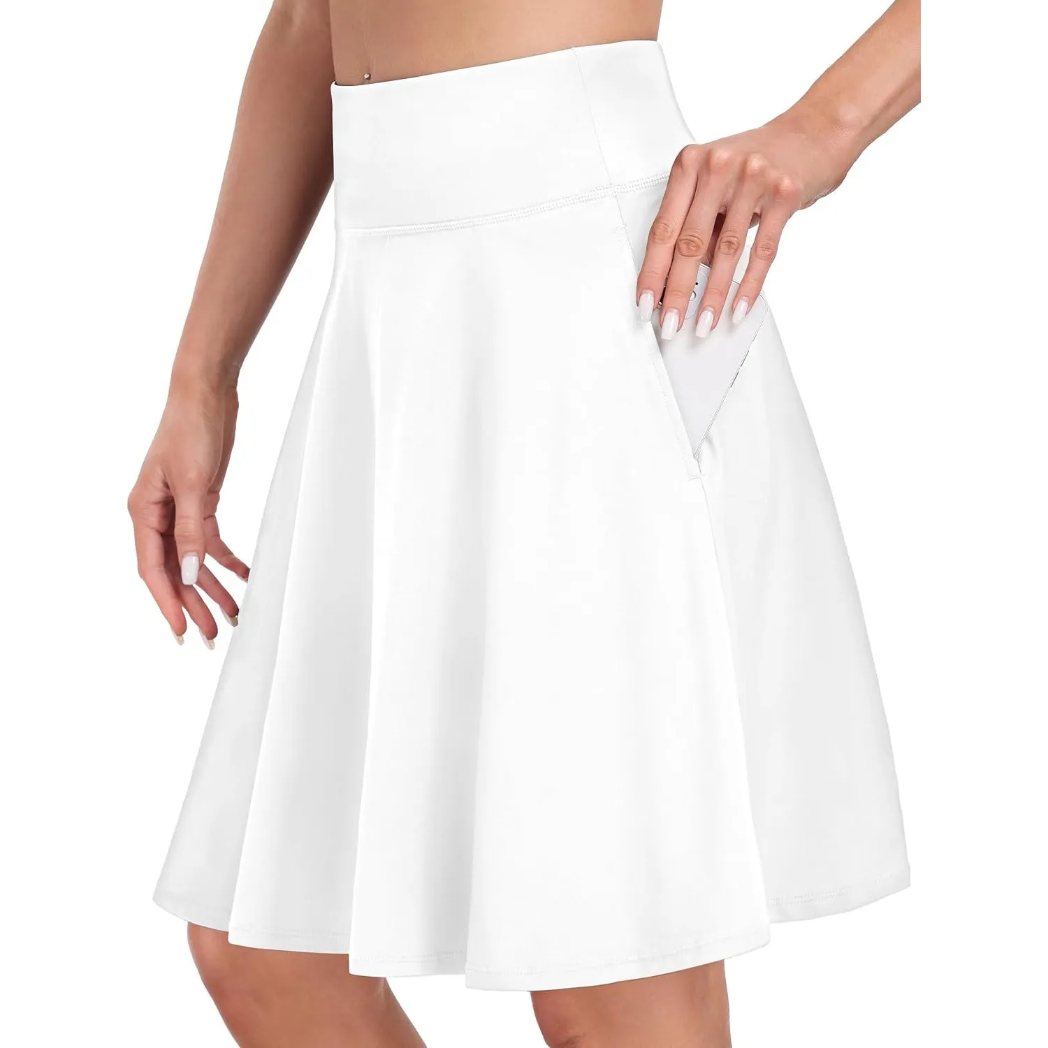 Desol 50cm Tennisrock Damen mit Hose Knielang, Hohe Taille Hosenrock Damen mit 4 Taschen, Golfrock mit Shorts, Skort Da…