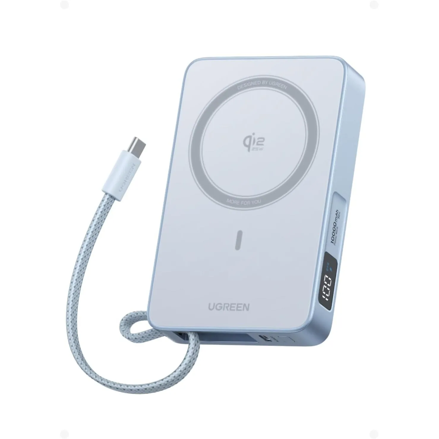 UGREEN MagFlow 10000mAh Qi2 25W Powerbank Magsafe mit USB-C 30W, (Blau)