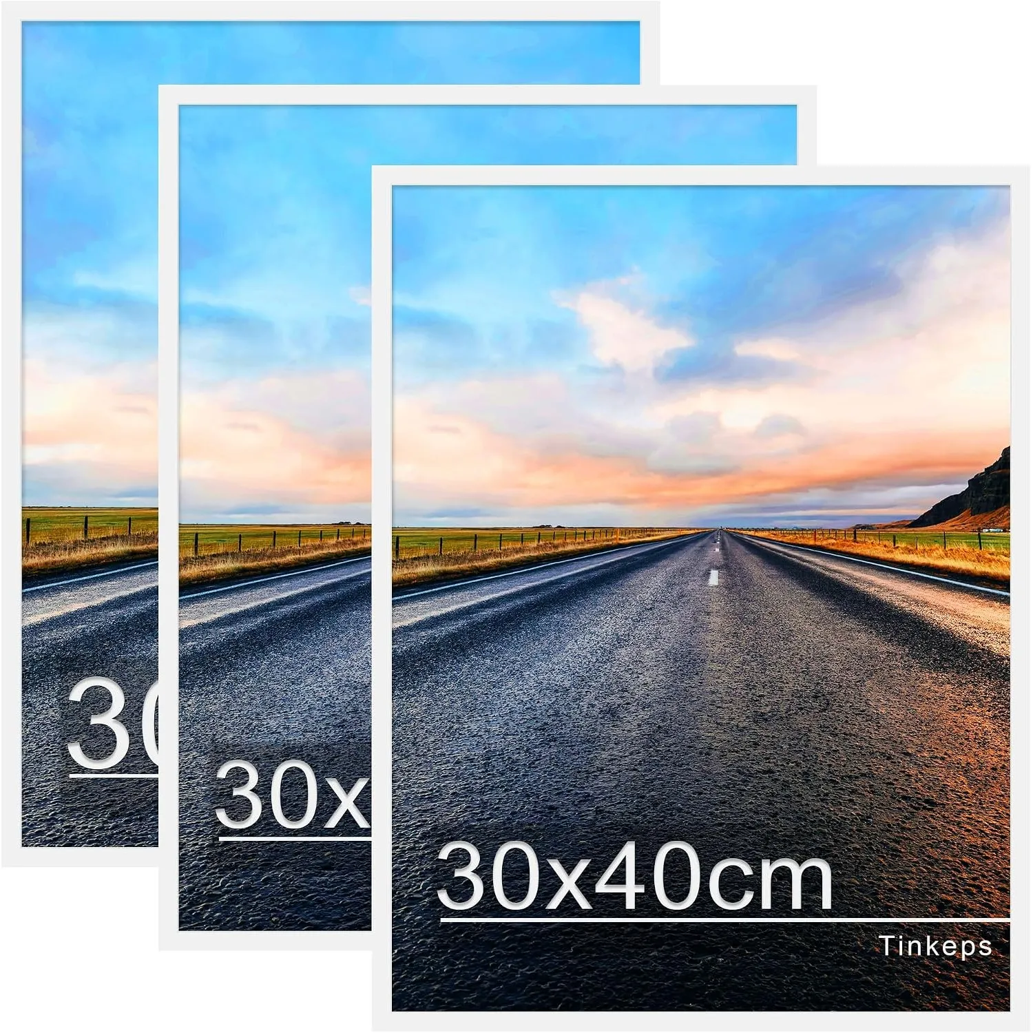 Bilderrahmen 30x40 cm Weiß 3er Pack, MDF