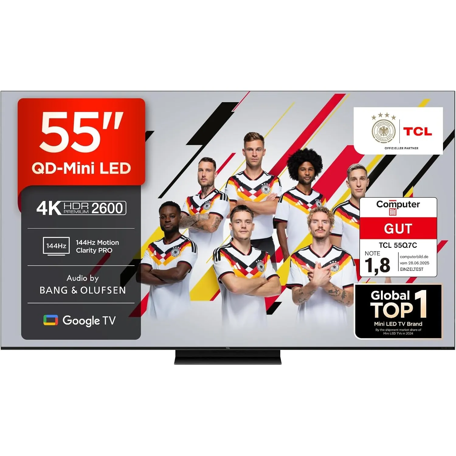 TCL 55Q7C 55 Zoll QD-Mini LED Fernseher, 4K HDR Premium 2600, Smart TV unterstützt durch Google TV (Dolby Vision IQ & A…