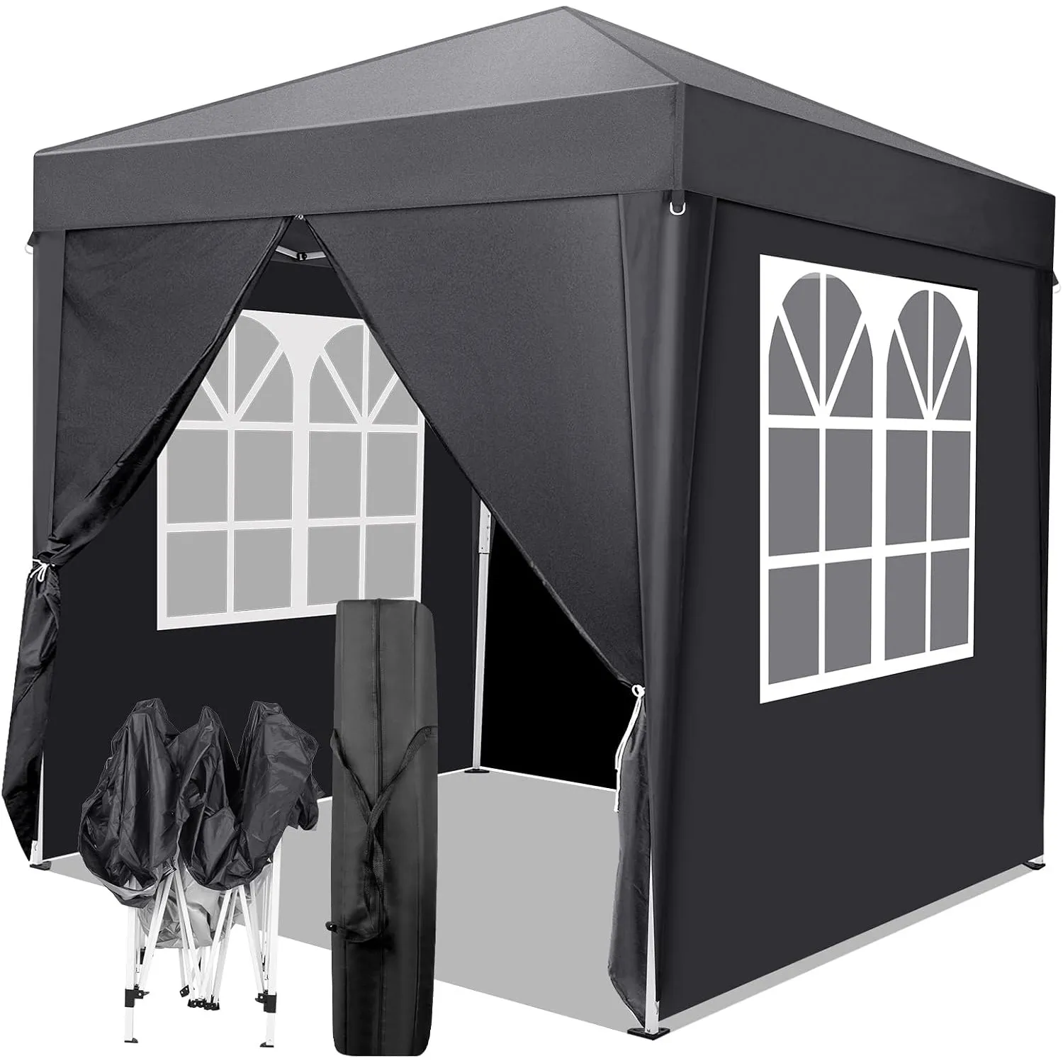 Pavillon 2x2 m,Faltpavillon 420D Oxford,4 Seitenteilen,Grau