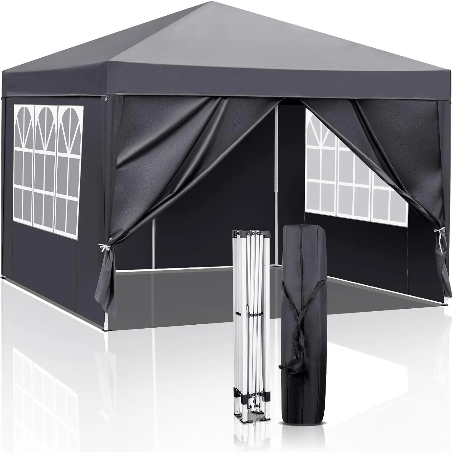 Pavillon 3x3 m,Faltpavillon 420D Oxford,4 Seitenteilen,Grau