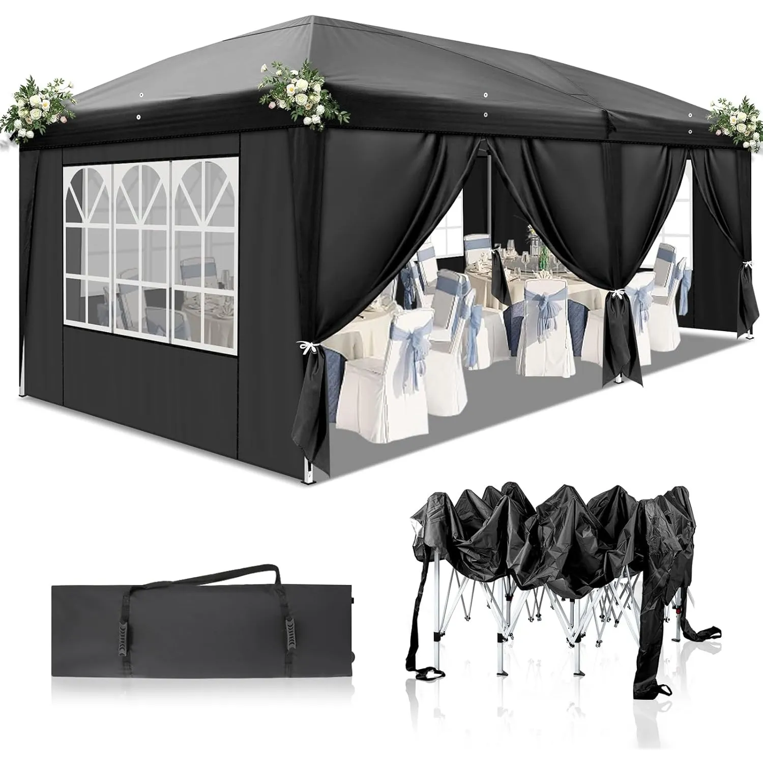 Pavillon 3x6 m,Faltpavillon,Wasserdicht Stabil Winterfest UV Schutz 50+,420D Oxford,Faltbar Höhenverstellbar,Partyzelt,…