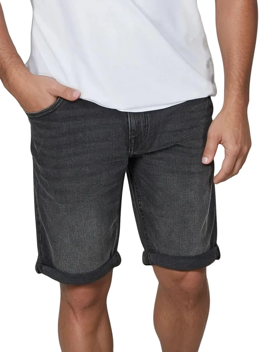 TOM TAILOR Jeans Shorts Men's Stretch Short Regular Slim Fit Josh Shorts Bermuda Shorts Summer Denim Plain Blue Black 3…