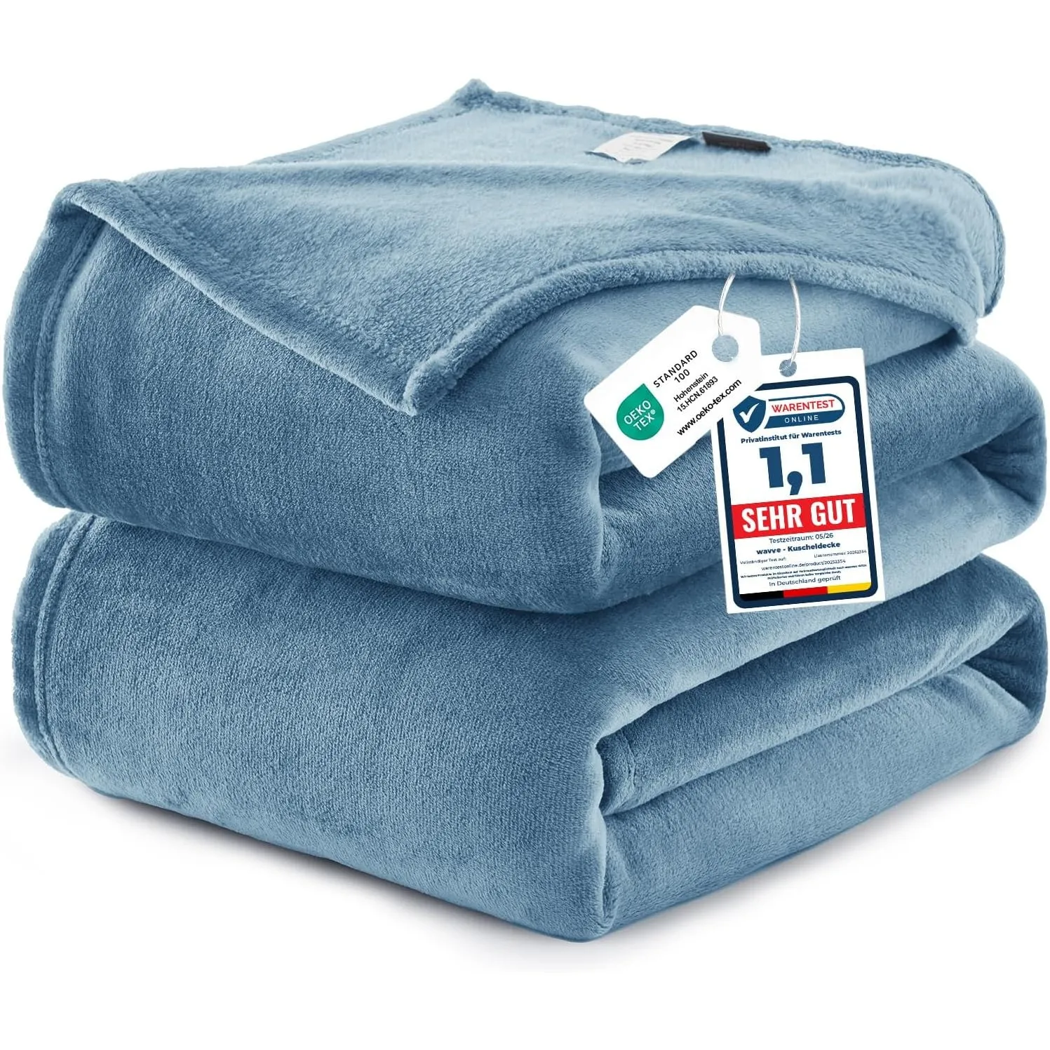 WAVVE Kuscheldecke Flauschig Decke Tagesdecke für Bett, 220x240 Blau