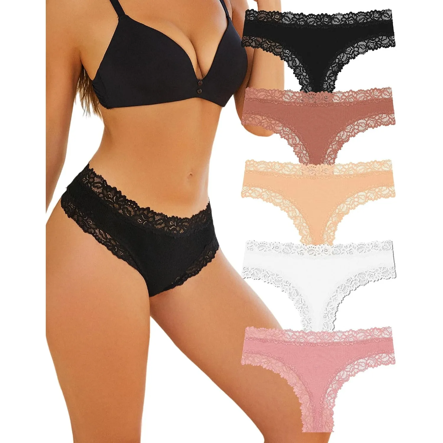 ALL OF SHE Unterhosen Damen Baumwolle Spitze Brazilian Baumwoll Unterwäsche