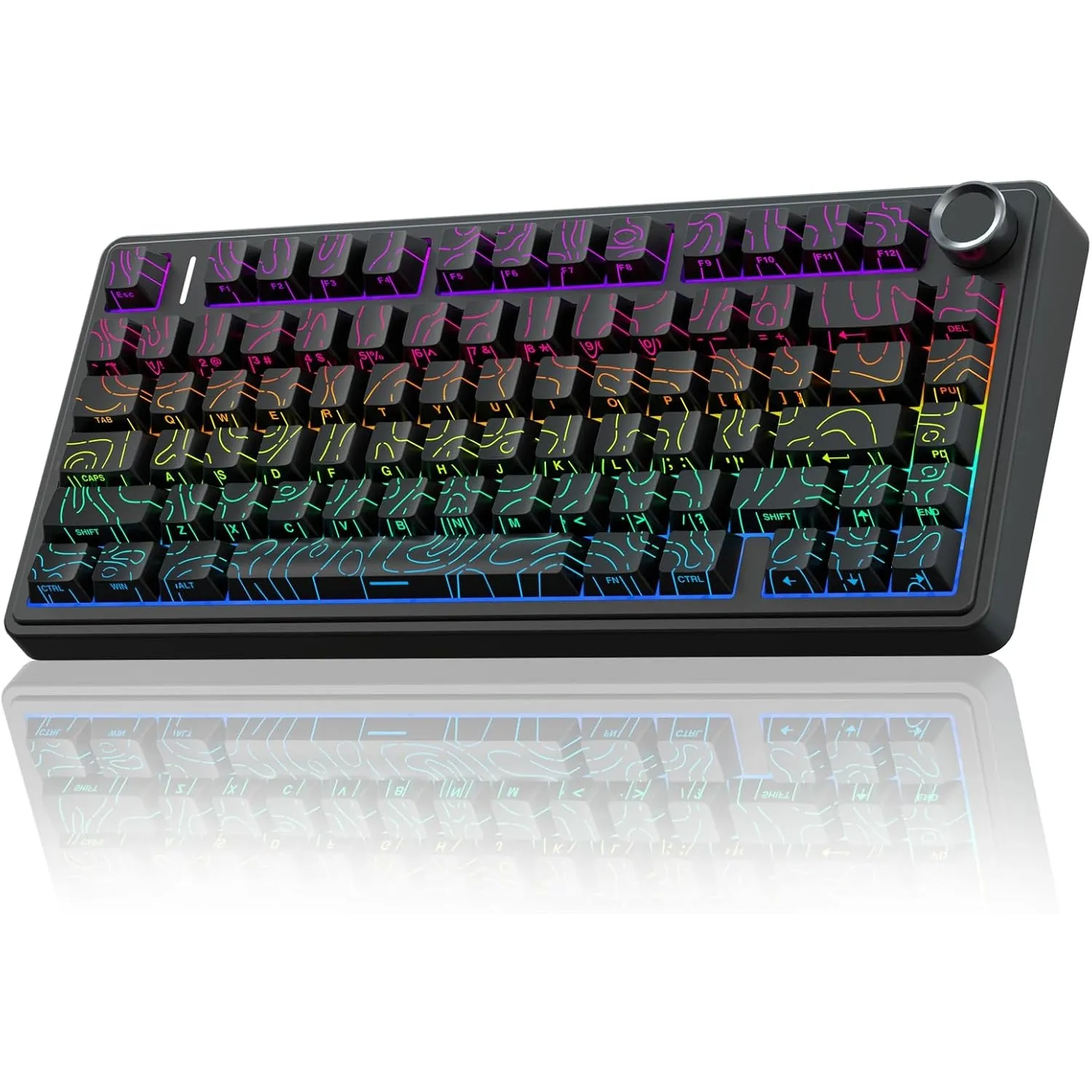 AULA F75 Mechanische Tastatur Gaming,2.4GHz/Type-C/BT5.0 Kabellos Gaming Tastatur 75 Prozent,Seitlich Graviert,Gasket S…