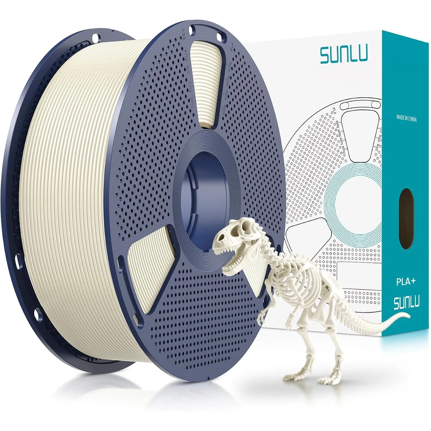 SUNLU PLA+ Filament 1.75mm, PLA Plus 3D Drucker Filament, 1KG Knochenweiß
