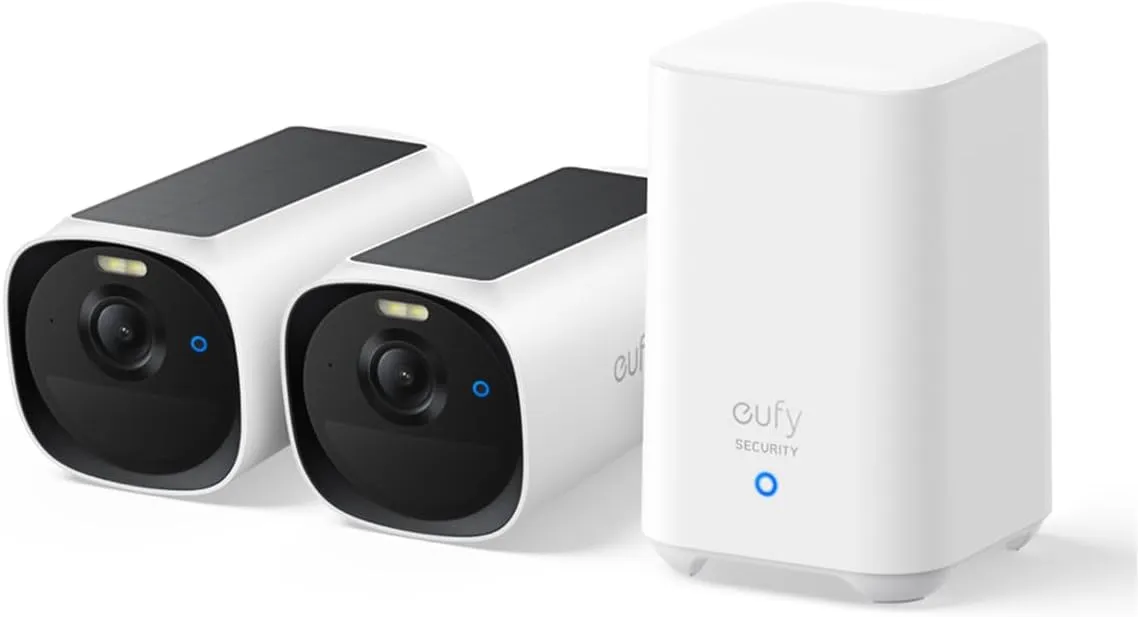eufy Security eufyCam E40 2 Camera Kit with Homebase 2, Wireless 2K Solar Camera for Outdoors, with Built-in Solar Pane…