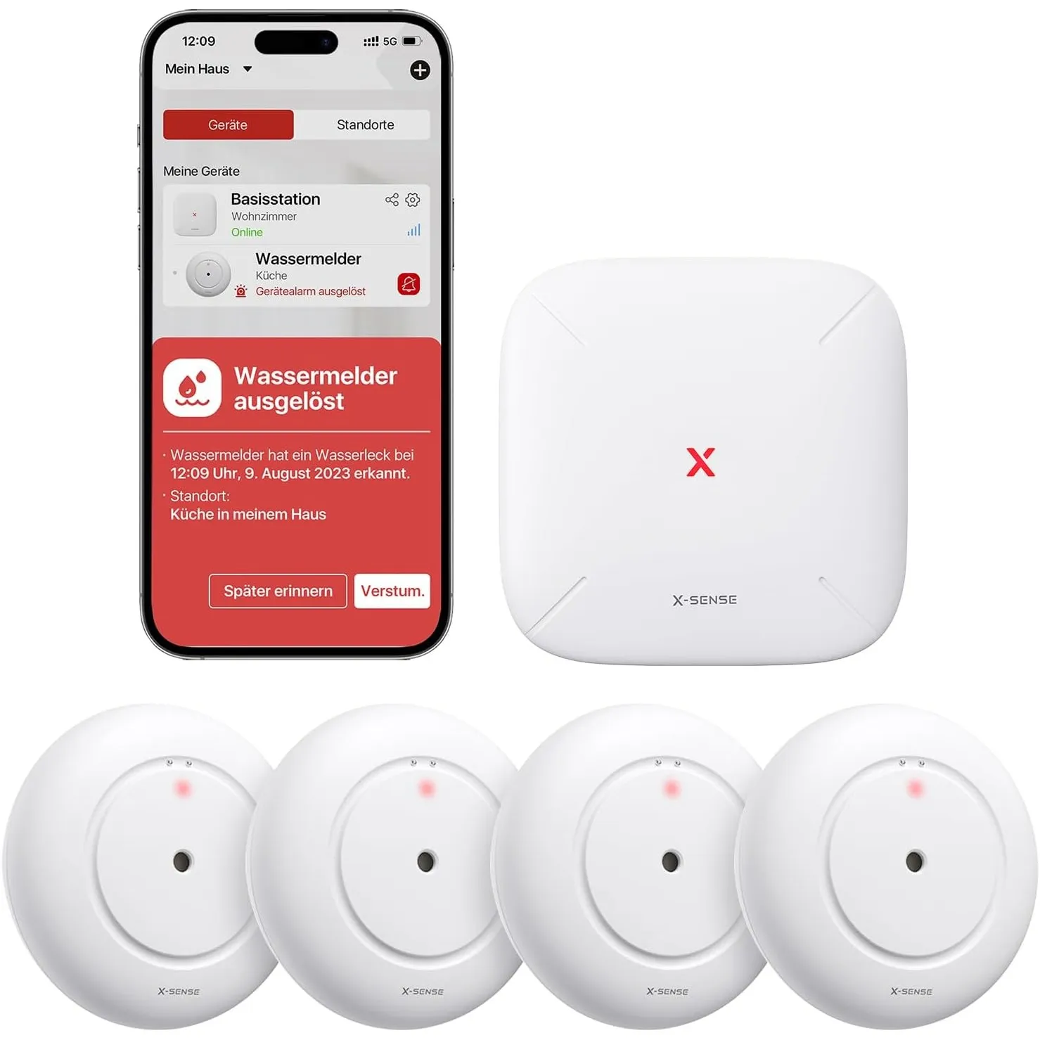 X-Sense Smart Wassermelder, WLAN Wassersensor, SWS55