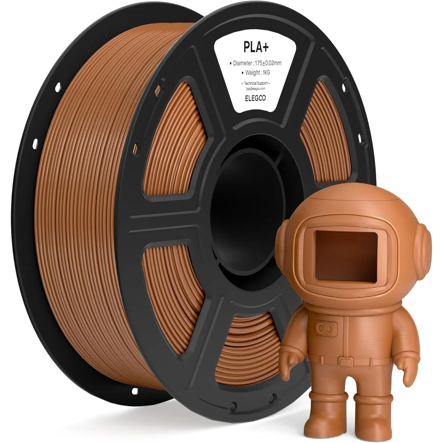 ELEGOO PLA+ Filament 1.75mm Braun 1kg, 3D Drucker Filament