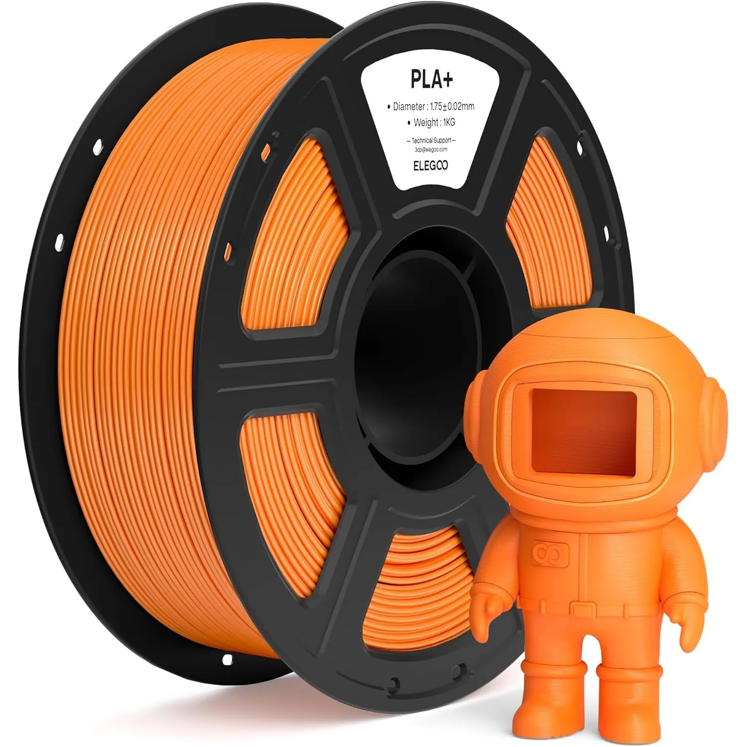 ELEGOO PLA+ Filament 1.75mm Orange 1kg, 3D Drucker Filament