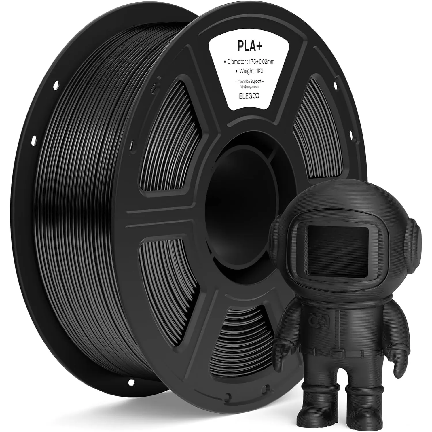 ELEGOO PLA+ Filament 1.75mm Schwarz 1kg, 3D Drucker Filament