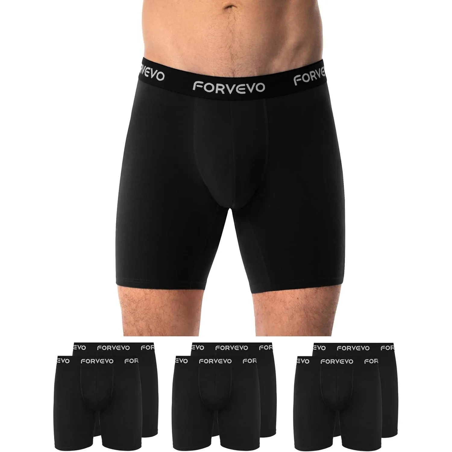FORVEVO 6er Pack Boxershorts Herren Lang Bein Bauwolle,Atmungsaktiv Unterhosen Männer,Weiche Elastisch Unterwäsche(Gr.M…
