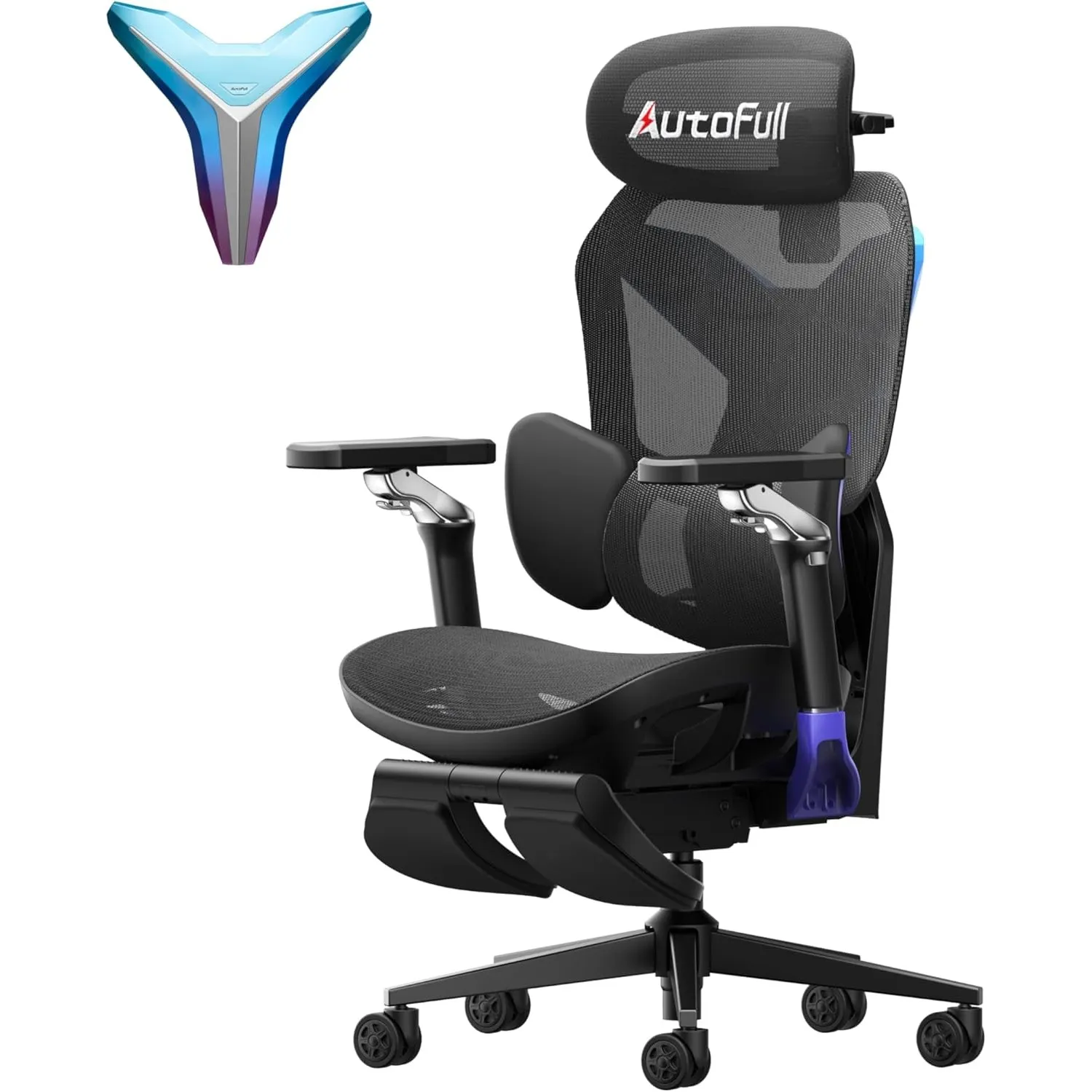AutoFull G7 Gaming Stuhl mit 3-Zonen-Lordosenstütze und Netzbezug