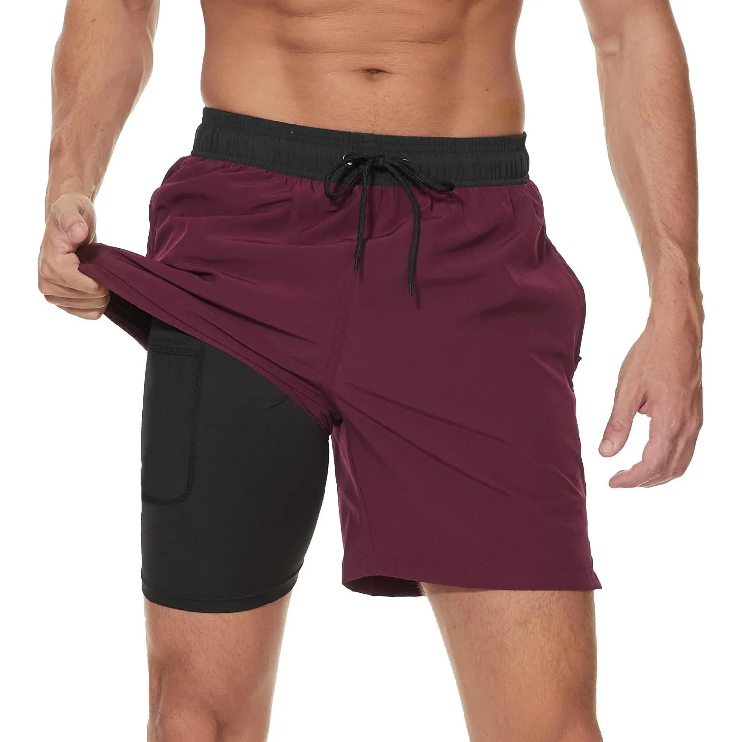 Arcweg Badehose für Herren mit Kompression Liner 2 in 1 Atmungsaktiv Badeshorts Männer Elastisch Trainingsshorts Verste…