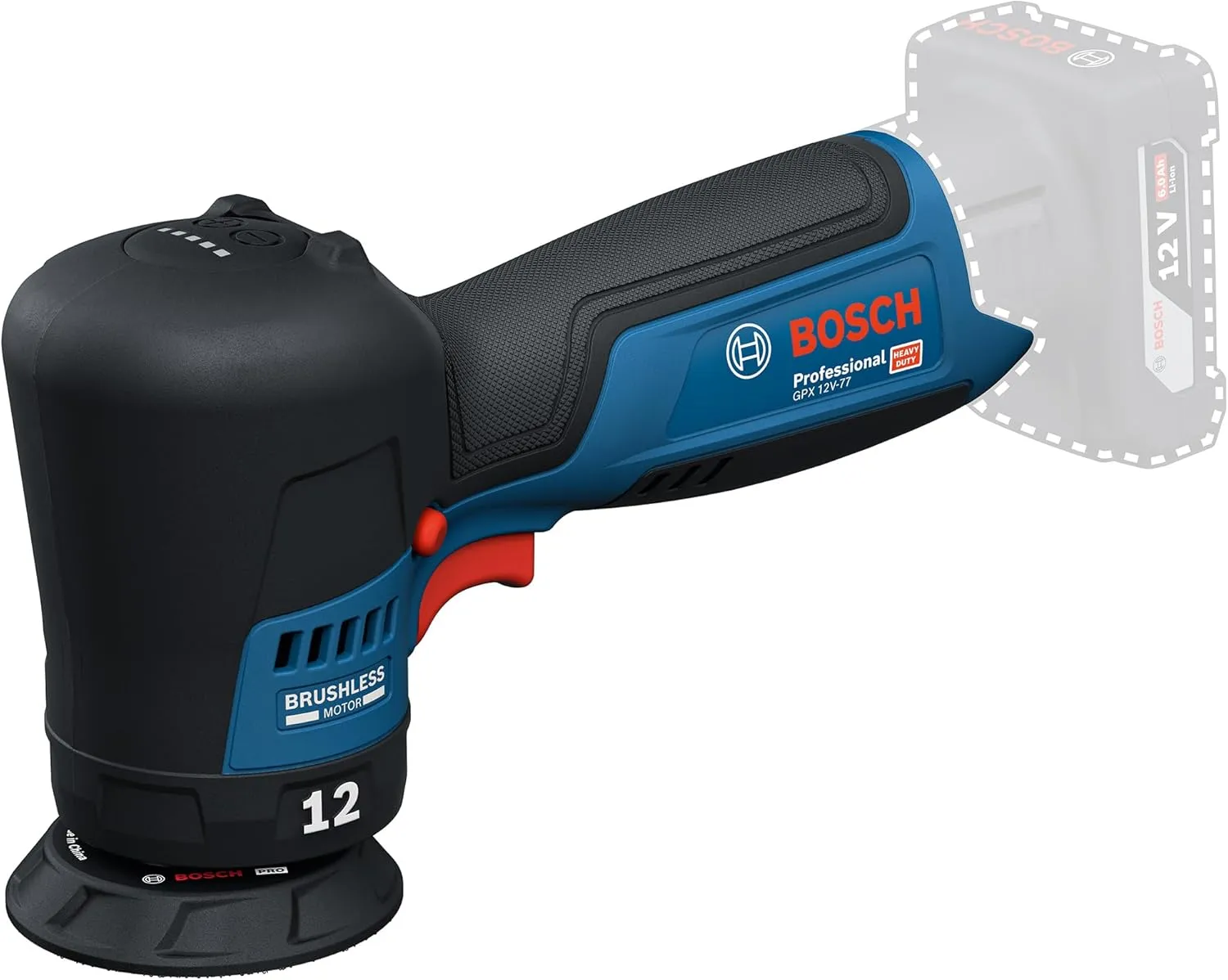 Bosch Professional 12V System Akku-Polierer GPX 12V-77 (inkl. montiertem 77 mm Klett-Stützteller, 77 mm Polier- und Sch…