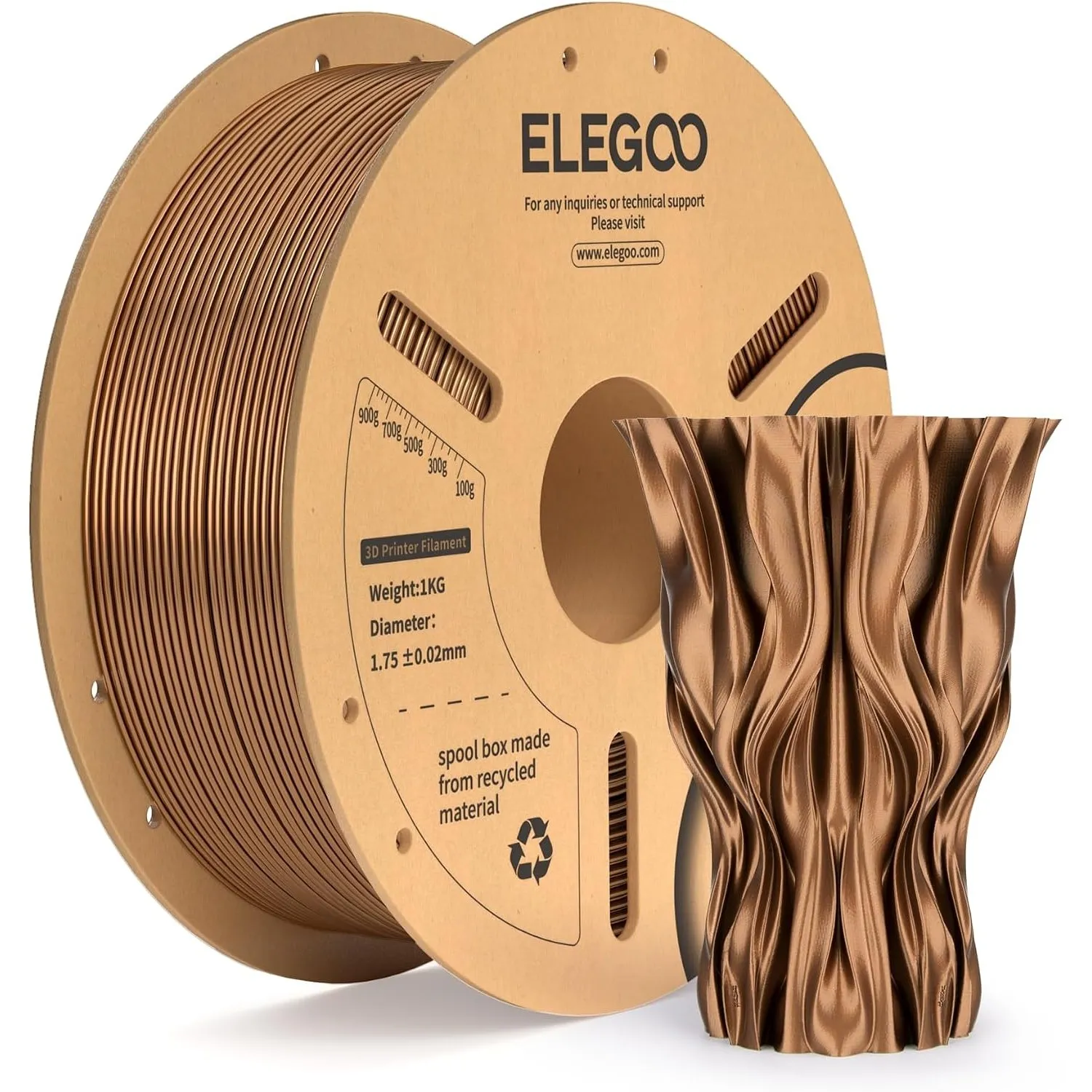 ELEGOO PLA Filament 1,75mm Kupfergefüllt 1KG