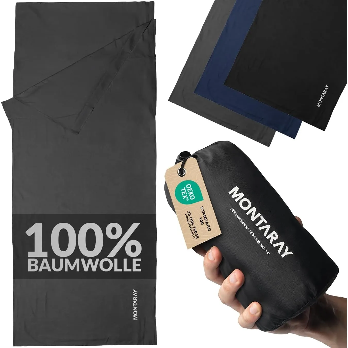 Hüttenschlafsack [Baumwolle o. Mikrofaser] Ultraleicht, Doppellagig, kleines Packmaß, Weich & Hautfreundlich mit Kissen…