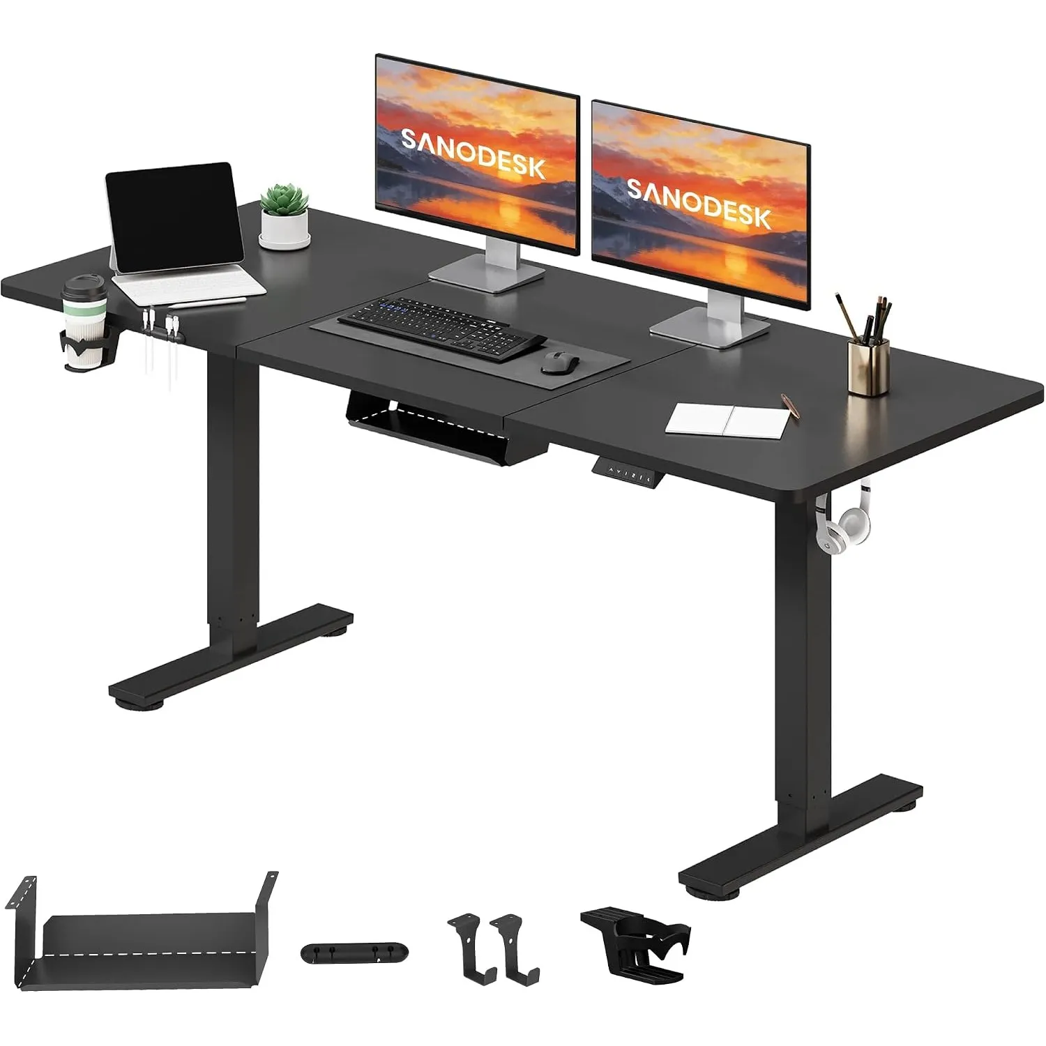 SANODESK Höhenverstellbarer Schreibtisch elektrisch 160x60 cm