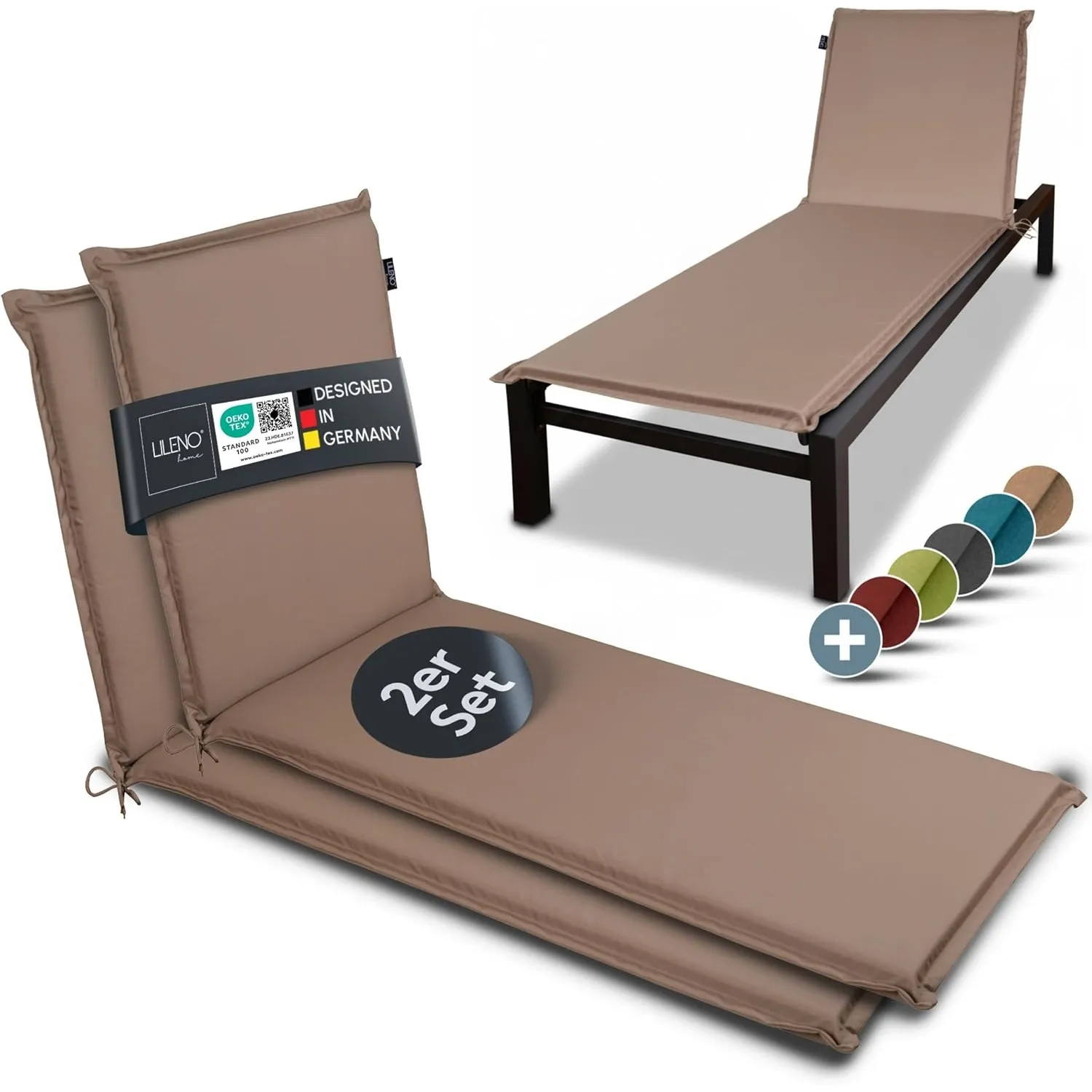 LILENO HOME Sonnenliege Auflage als [2er Set - Rollliege] in Taupe