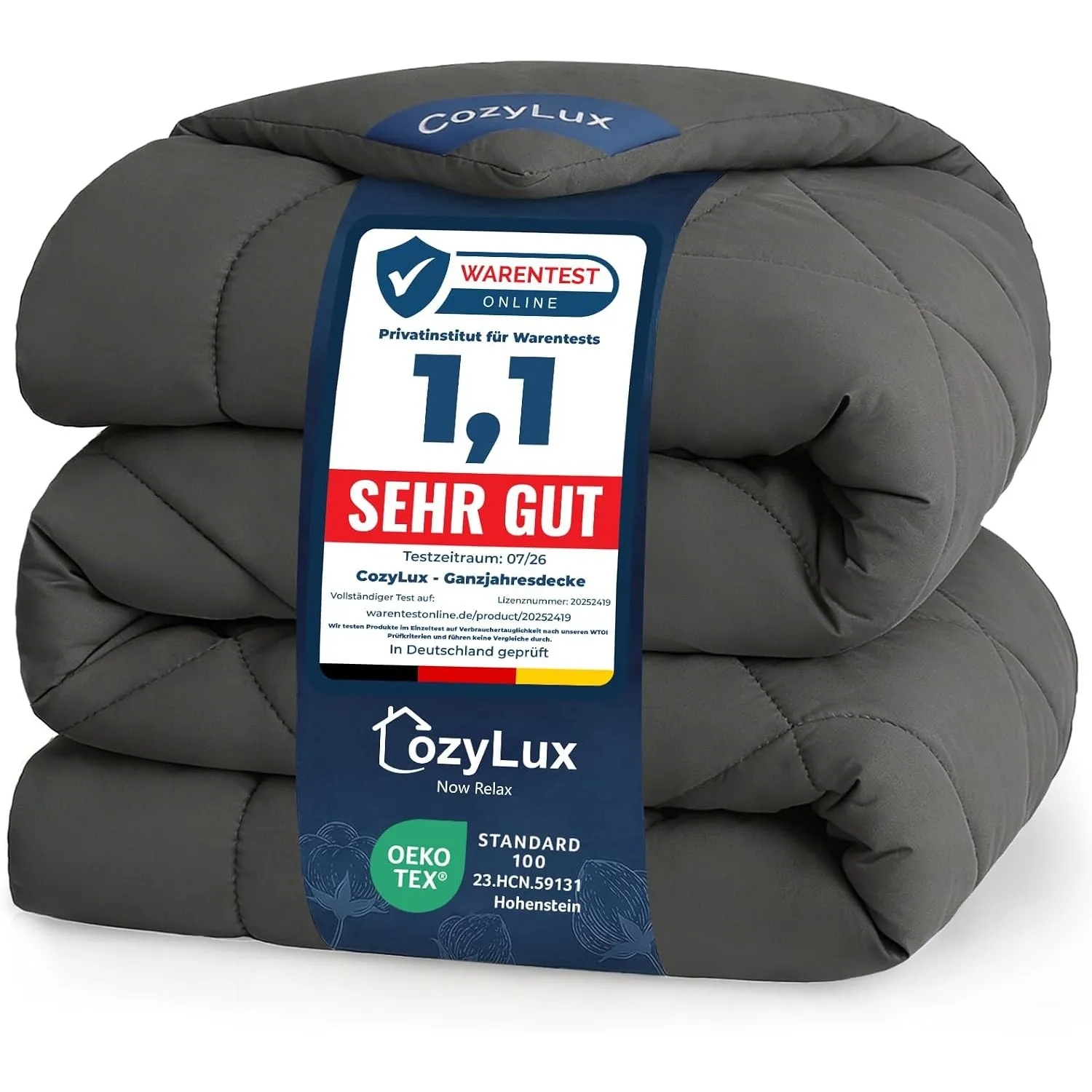 CozyLux Bettdecke 135x200 cm Grau für 4 Jahreszeiten