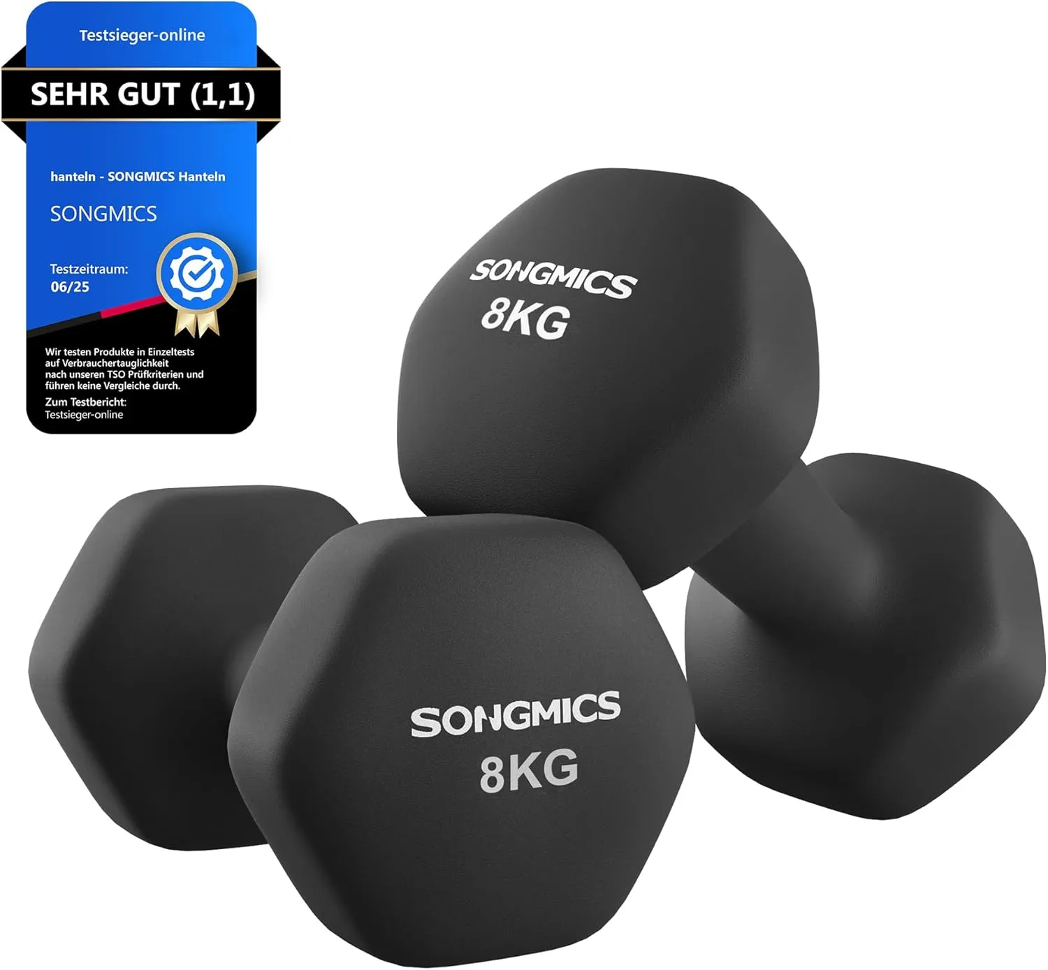 SONGMICS Dumbbells Set of 2 Hexagon Neoprene Coating Strength Training Workout Fitness Training Home