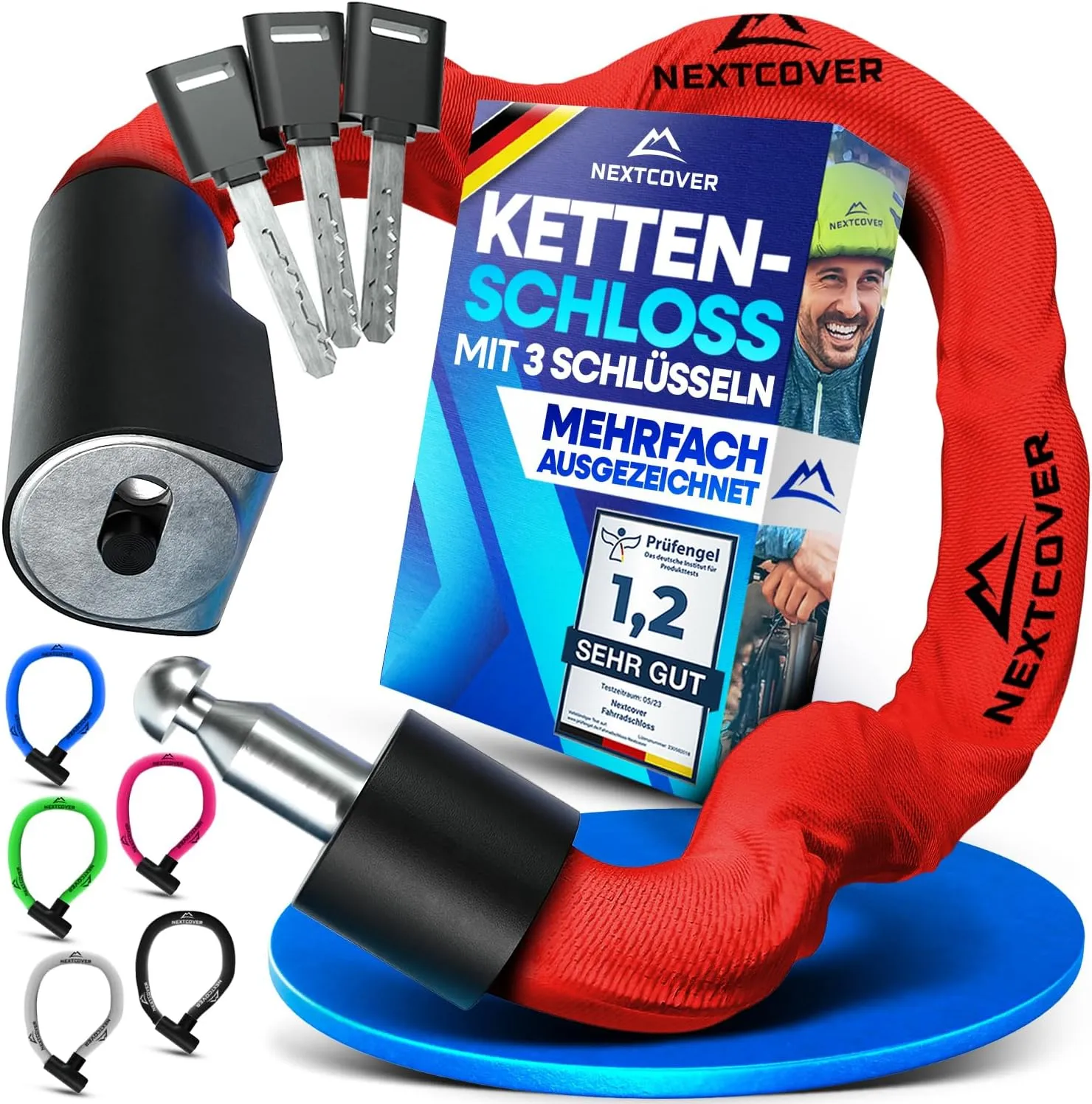 NEXTCOVER LockOne Bicycle Lock with Key I - [Safecure] Bicycle Lock High Security I Robust & Durable Chain Lock Bicycle…