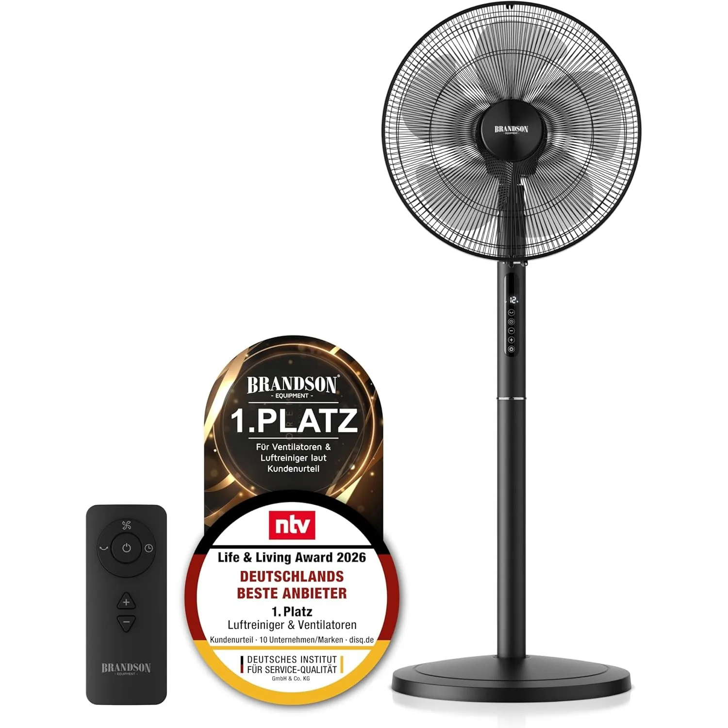 Brandson - DC Standventilator energiesparend ECO - Preisträger 2026 - sehr leise - mit Fernbedienung - Brushless Silent…