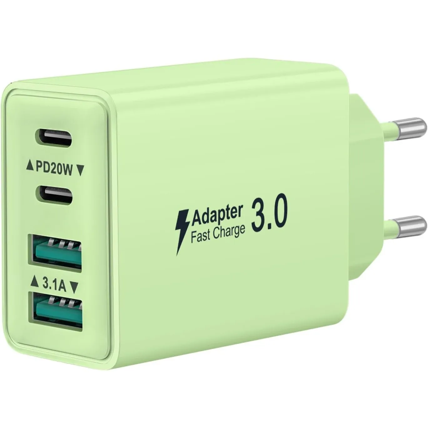 USB C Ladegerät, iPhone Ladegerät, 40W 4 Ports USB C Stecker Schnellladegerät Mehrfach Ladestecker mit PD+QC Power Adap…