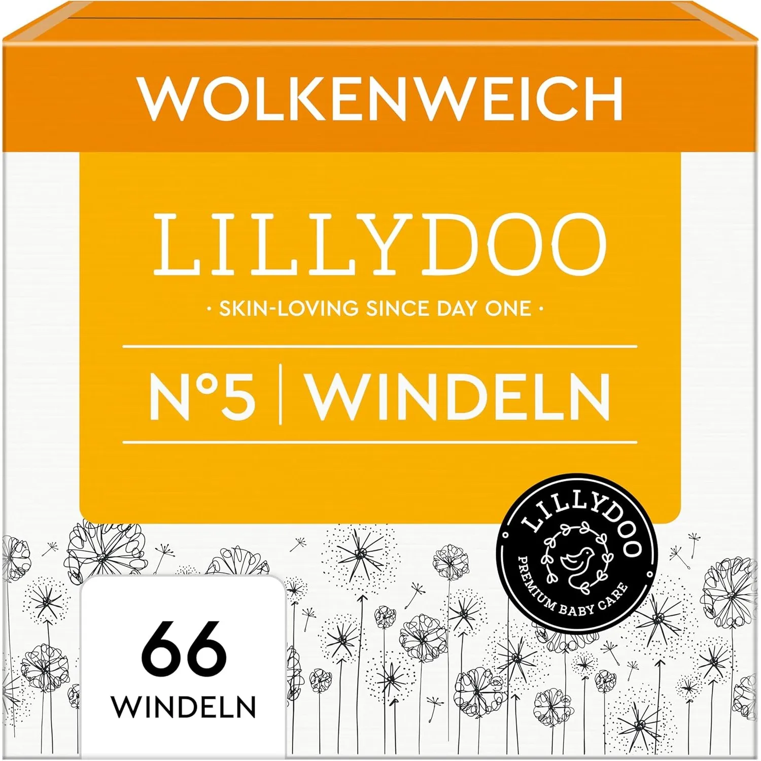 LILLYDOO hautfreundliche Windeln, Halbmonatsbox, Größe 5 (11+ kg), 66 Stück | Sicherer Auslaufschutz, Weich, Ohne Parfü…
