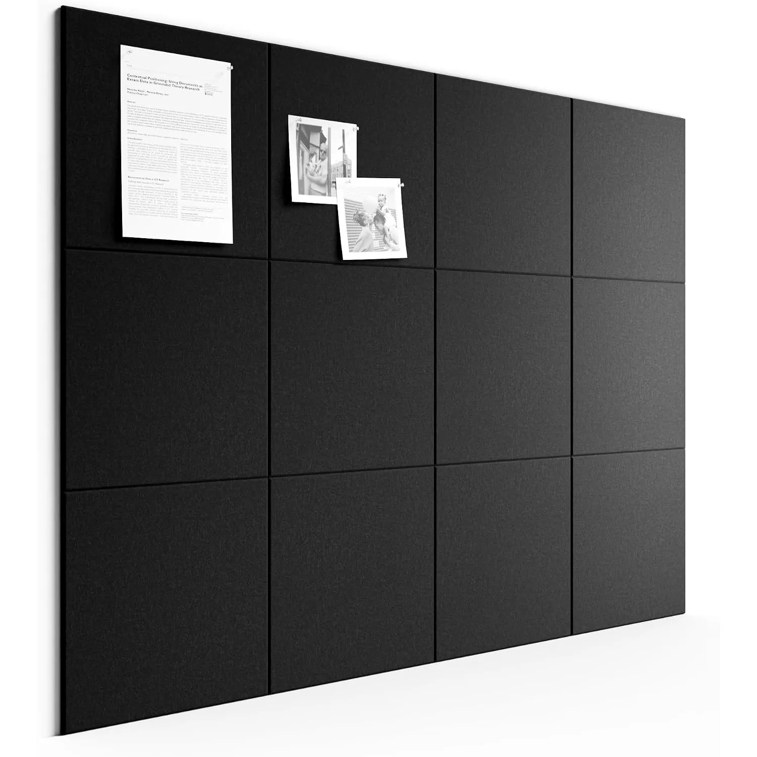 Bumusty Große Filz Pinnwand 120 x 90 cm, 12er-Pack, Schwarz