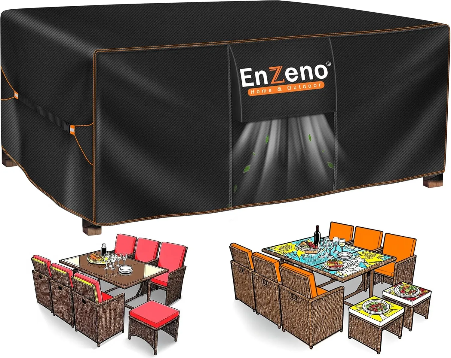 Enzeno Garden Furniture Cover, Waterproof, Winterproof Tarpaulin, Garden Furniture, 420D Oxford Protective Cover Garden…