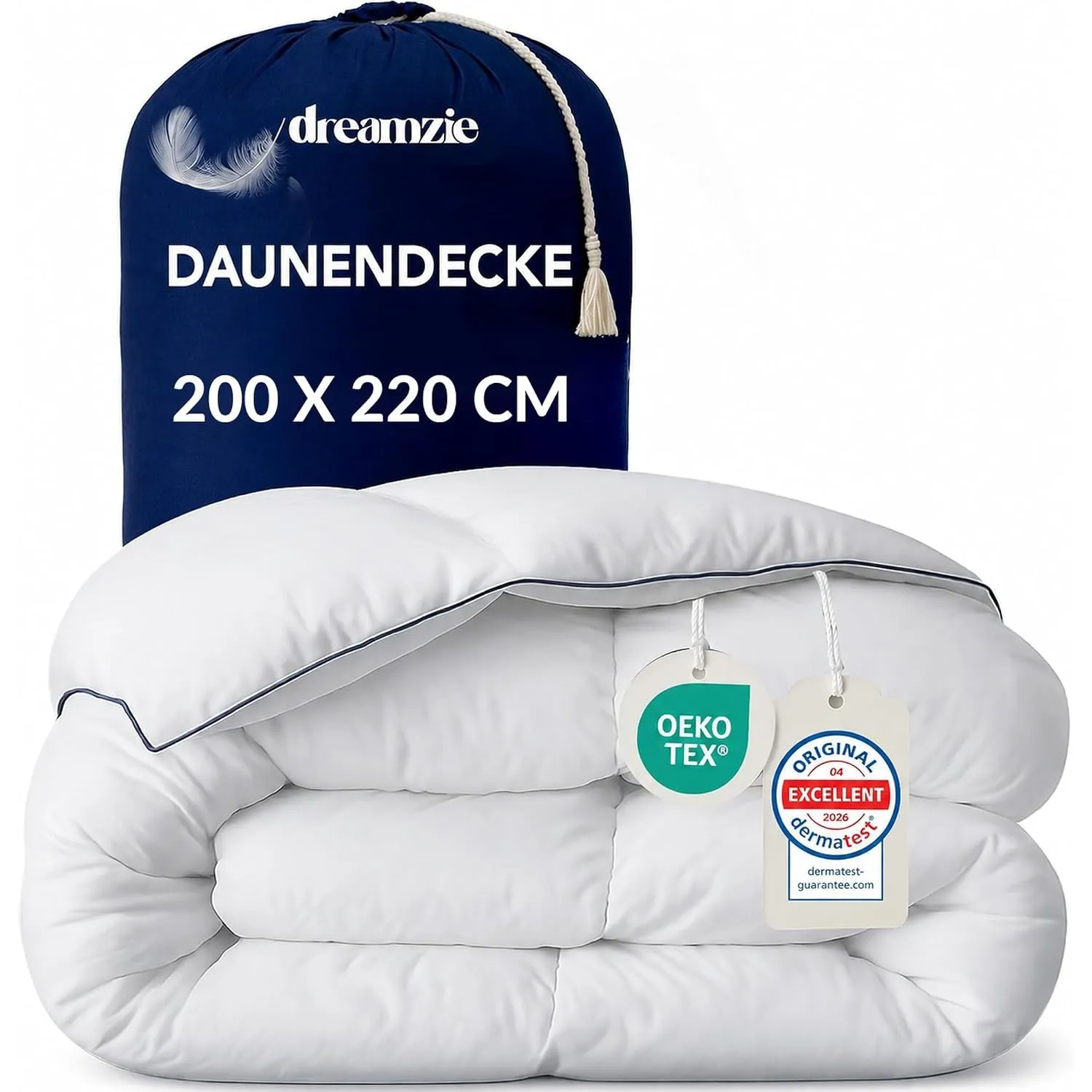 Dreamzie - Komfort Bettdecke 200x220 Ganzjahres - Daunendecke 450gsm
