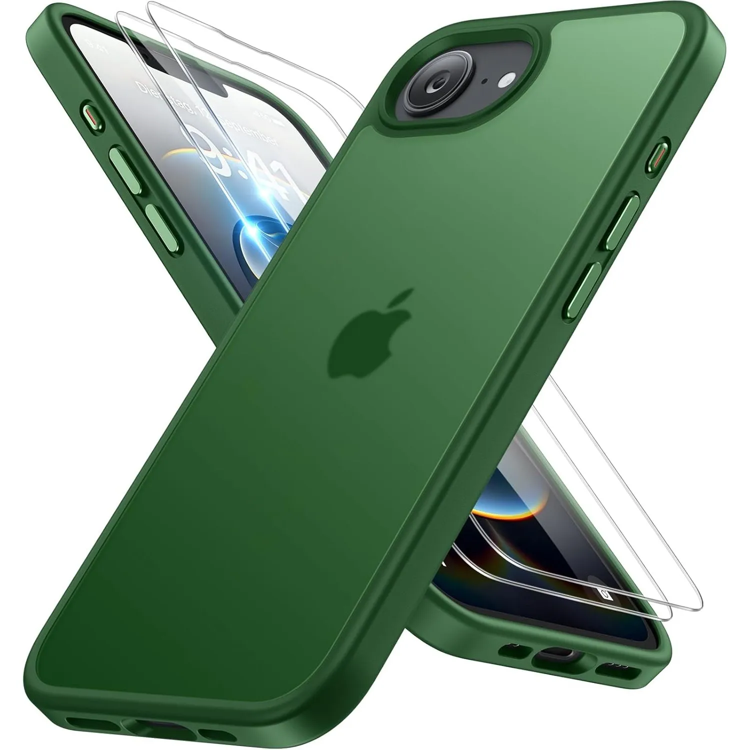 Miracase für iPhone 17e / 16e Hülle mit 2 9H+ Panzerglas, Grün-w