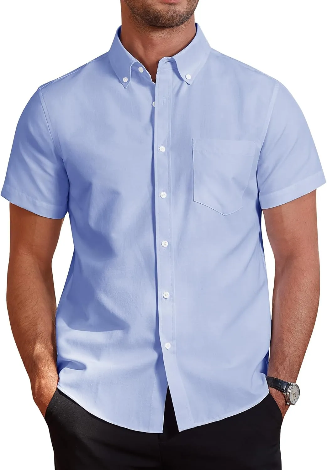 J.VER Men's Short Sleeve Summer Shirt Casual Business Oxford Regular Fit Short Sleeve Shirt Cotton Shirt Button Down Sh…