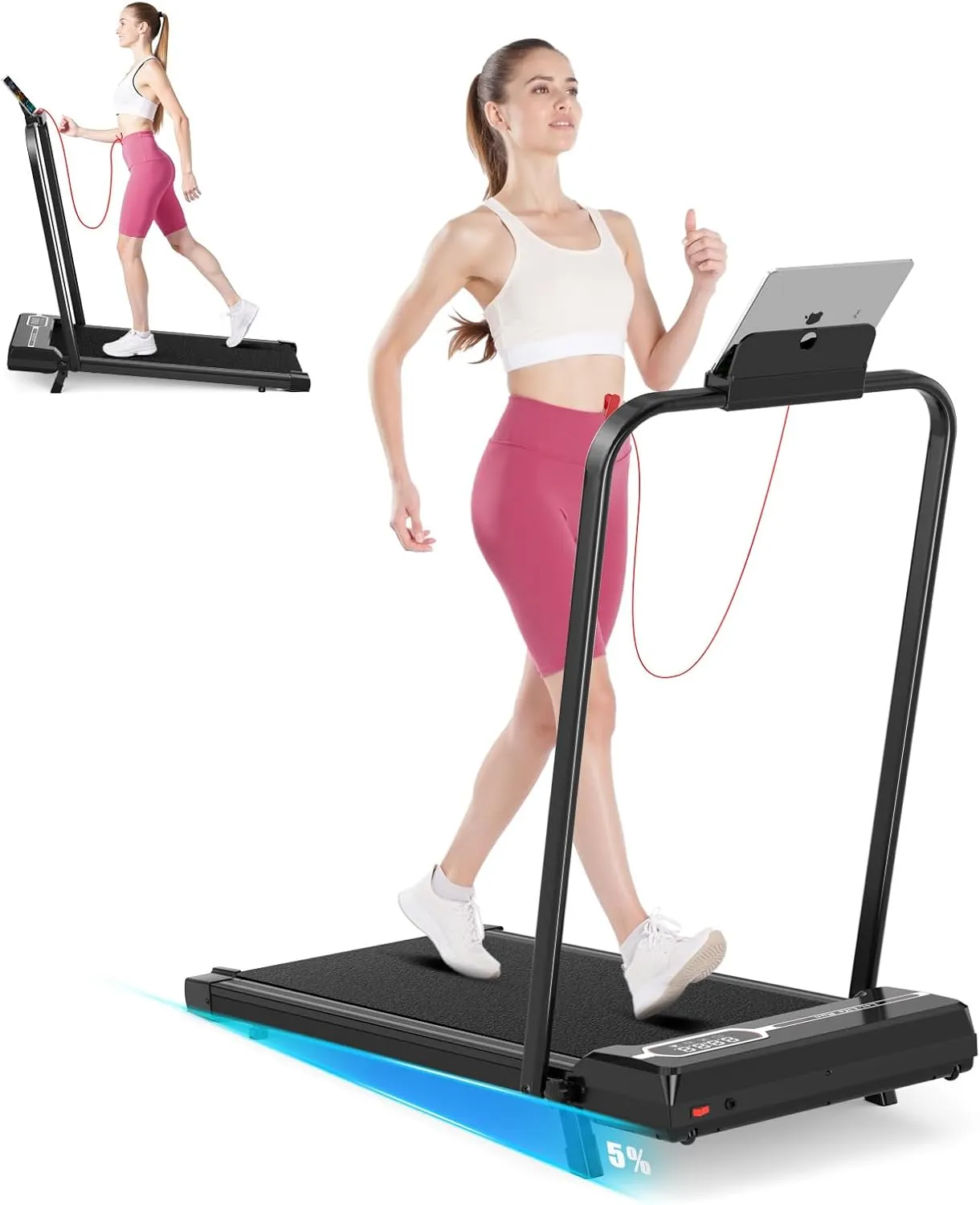 Dskeuzeew Walking Pad Klappbar mit Neigung - 4 in 1 Laufband mit 7% Steigung für Zuhause Laufpad Gehband Lauf Laufbänder