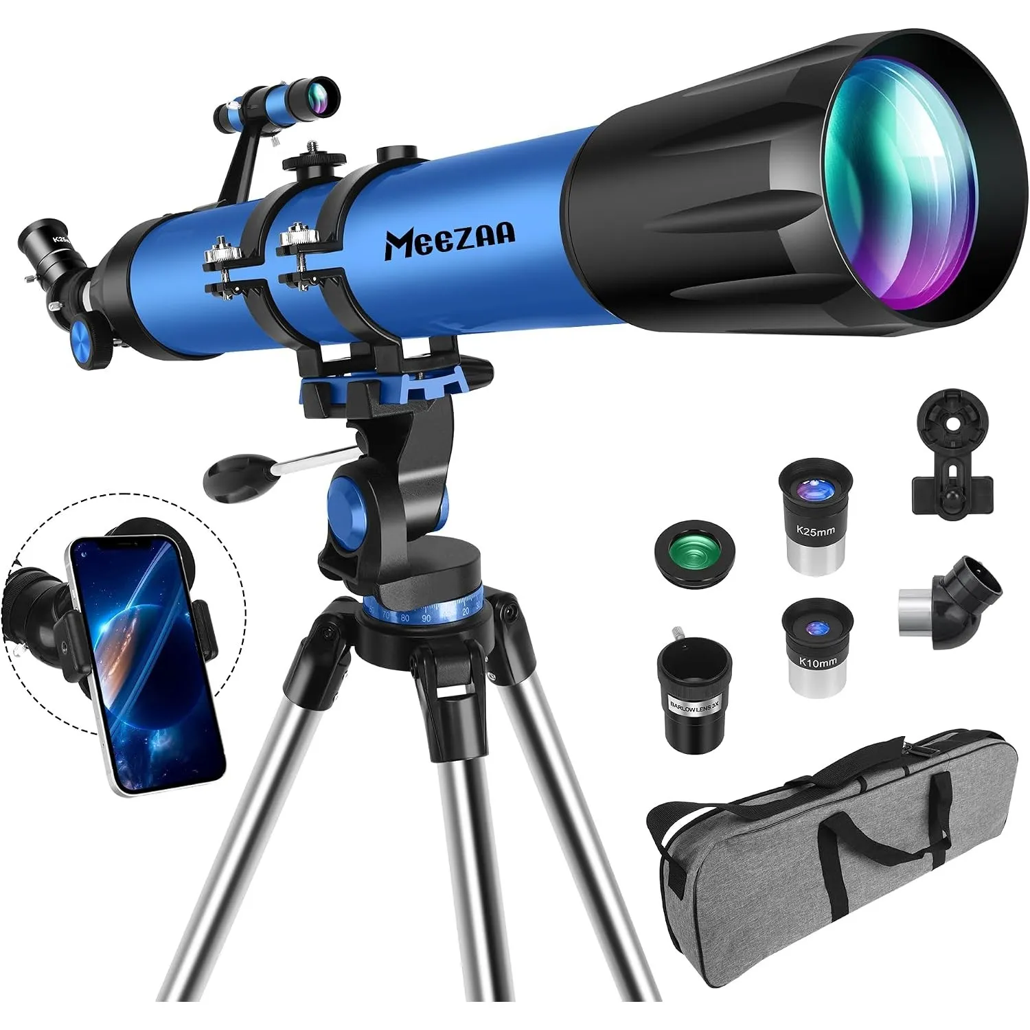 MEEZAA Teleskop, Teleskop Astronomie Profi für Erwachsene, 90mm Blende 800mm AZ Mount Astronomisches Refraktor Teleskop…
