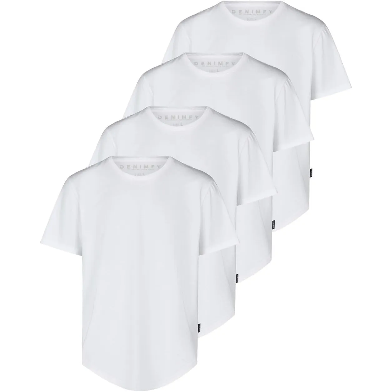 DENIMFY Tshirt Herren lang geschnitten Set 100% Baumwolle Regular Fit DFPaco 4er Pack Basic Rundhals Kurzarm Sommer Tee…