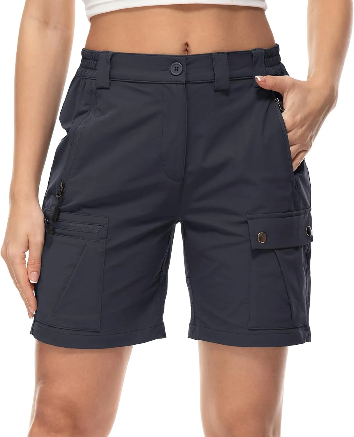 Women's Summer Shorts Cargo Trousers Knee-Length Comfortable Elastic Lightweight Quick-Dry Outdoor Sports Trousers for …