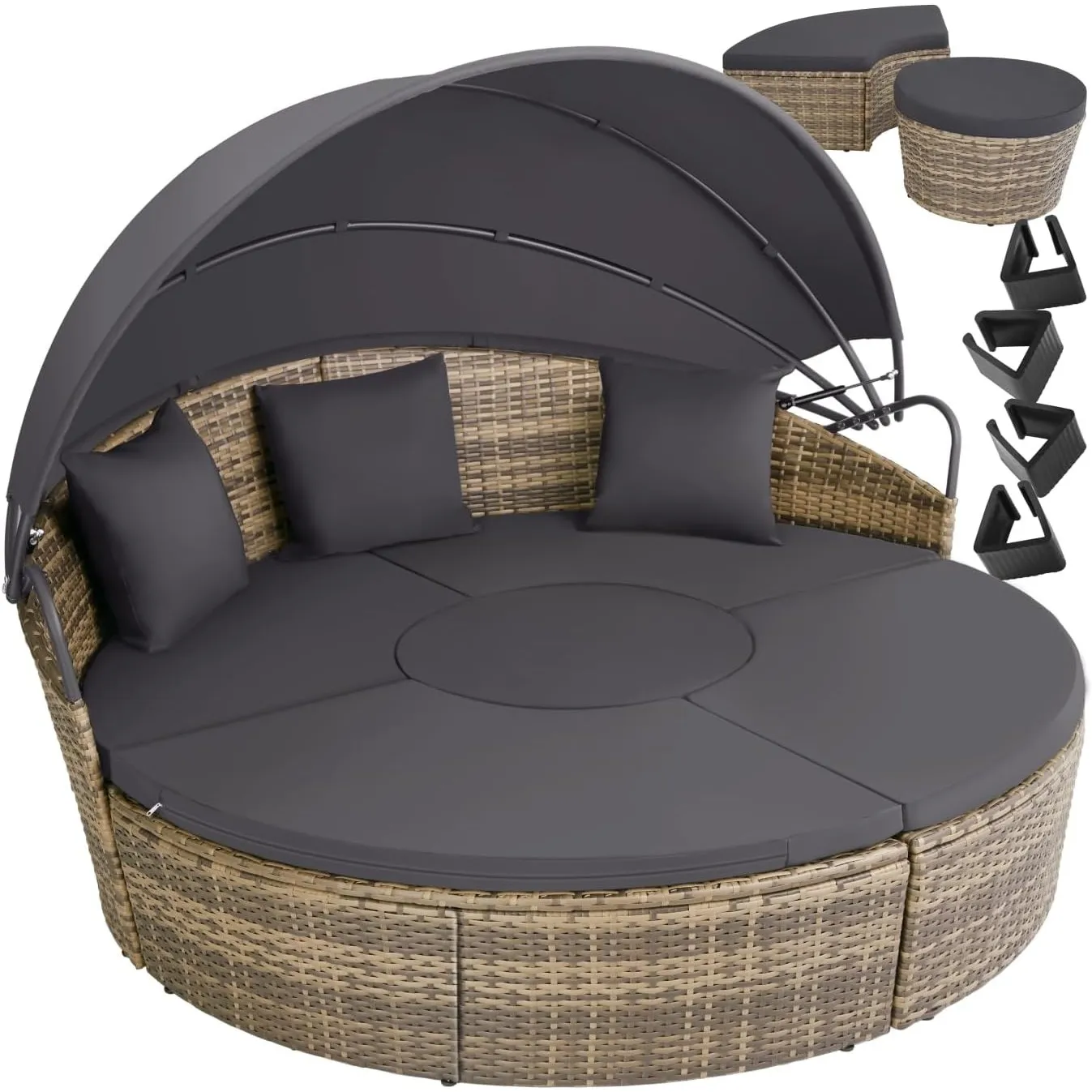 tectake® Lounge Muschel Sonneninsel Outdoor wetterfest, Gartenmuschel, Sonnenliege 2 Personen und mehr, multifunktional…