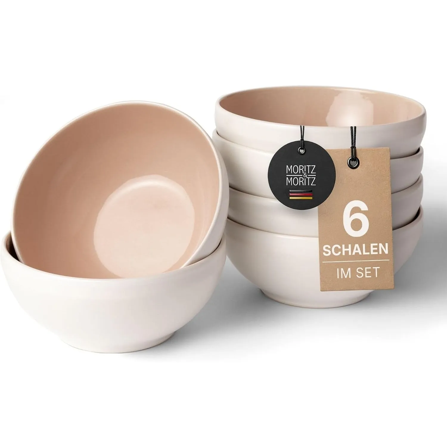 Moritz & Moritz Müslischalen 6er Almond - Stylisches und robustes Schalen Set aus Steinzeug für Müsli, Suppen & Salate …
